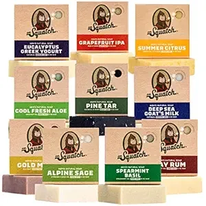 Dr. Squatch Natural Bar Soap for Men Variety Gift Set - Cold Process No Harsh Chemicals - Pine Tar, Bay Rum, Grapefruit IPA, Cool Fresh Aloe, Goat's Milk & more (5 oz, 10-Pack)