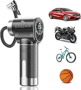 Tire Inflator Portable Air Compressor, 150PSI Portable Air Pump for Car Tires, Cordless Tire Inflator with Digital Pressure Gauge, Black and Grey